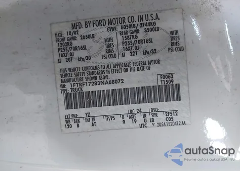 2003 Ford F-150 Xl/Xlt from USA, damaged, VIN 1FTRF17283NA68072